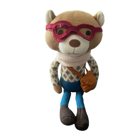 The Peanutshell Multicolor Charlie the Bear Plush Knit Glasses Stuffed Animal - Picture 2 of 12